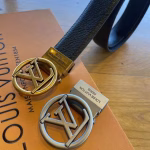 LV Louis Vuitton Unisex Couple's Double-Buckle Belt