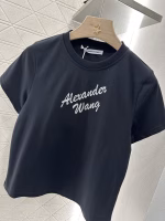 Alexander Wang 2025 Spring/Summer New Arrival T-shirt with Rhinestone and Beaded Logo - Image 9