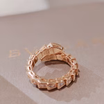 Serpenti Viper Collection 🐍 Narrow Version Snake Full Diamond 2-Circle Snake Bone Ring