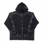 Balenciaga Eiffel Tower Paris Night Distressed, Dirty, Ripped, Washed Hooded Zip-Up Jacket Sweatshirt - Image 5