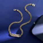 CHANEL Double-sided Diamond-encrusted and Double-sided Polished Letter Pendant Cuban Necklace - Image 5