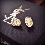 YSL Saint Laurent Full Diamond Earrings, Original Brass Material - Image 2