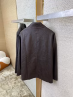 LOEWE Distressed Leather Jacket Coat - Image 6