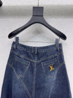 Louis Vuitton High-Waisted Split Frayed Denim Skirt - Image 6
