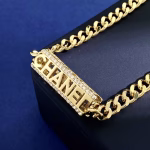 CHANEL Double-sided Diamond-encrusted and Double-sided Polished Letter Pendant Cuban Necklace - Image 2