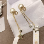 𝐃𝐈𝐎𝐑'  Letter Tassel Star  Pearl Earrings - Image 5
