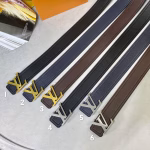 LV Men's Belt with Soft Leather and Logo Buckle