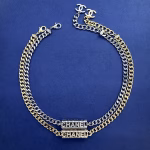 CHANEL Double-sided Diamond-encrusted and Double-sided Polished Letter Pendant Cuban Necklace - Image 4