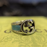 Gucci Interlocking Double G Green Ring - Image 3