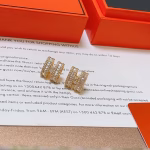 Hermès earrings, 1:1 original from the counter. New starry sky H Hermès earrings, with excellent texture, exquisite craftsmanship, very versatile and cute. - Image 4