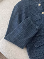 CHANEL Textured Denim Jacket - Image 6