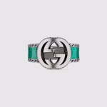 Gucci Interlocking Double G Green Ring