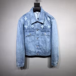 LV Louis Vuitton 2024 New Fleece Burnout Denim Trucker Jacket Coat