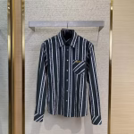 LV Louis Vuitton Striped Webbing Silk Collared Shirt