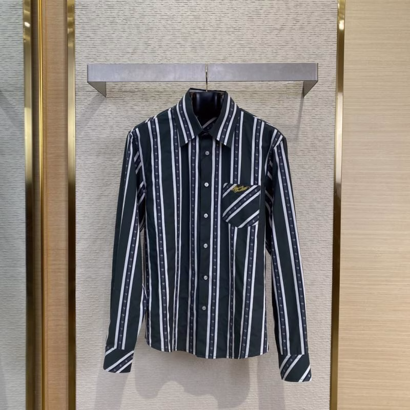 1 LV Louis Vuitton Striped Webbing Silk Collared Shirt - Image 1