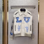 LV Louis Vuitton Bugs Bunny Genuine Leather Baseball Jacket Replica