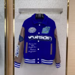 LV Louis Vuitton Leather Patch Baseball Jacket