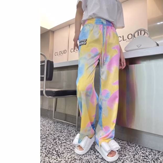 1 MiuMiu 2022 Spring-Summer Latest Collection Tie-Dye High-Waisted Wide-Leg Pants - Image 1