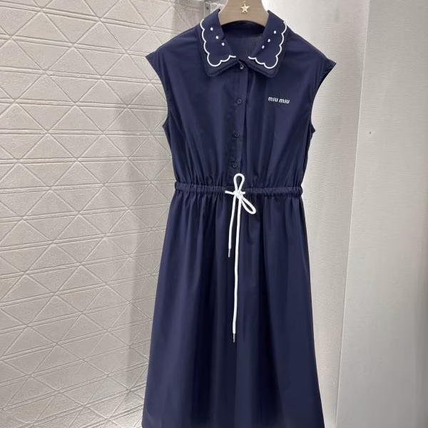 1 MiuMiu 2025 Lace Collar Camisole Dress - Image 1