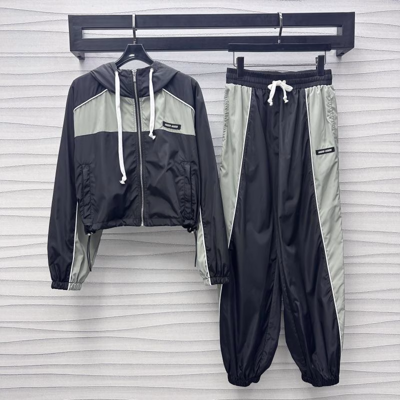 1 MiuMiu 2025 Hooded Utility Jacket and Trousers Set - Image 1