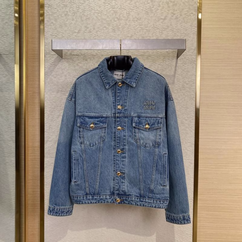 1 MIUMIU Appliqué Embroidered Denim Jacket - Image 1