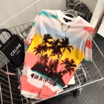 LV (Louis Vuitton) sunset coconut grove macaron color series tie-dye gradient versatile T-shirt - Image 5