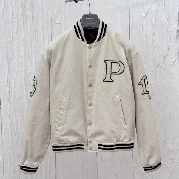 1 Prada 2024 New Retro Preppy Style Flight Jacket / Baseball Jacket Coat - Image 1
