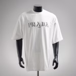 Prada 2025 3D Double Image Letter Embroidered Short-Sleeve T-Shirt