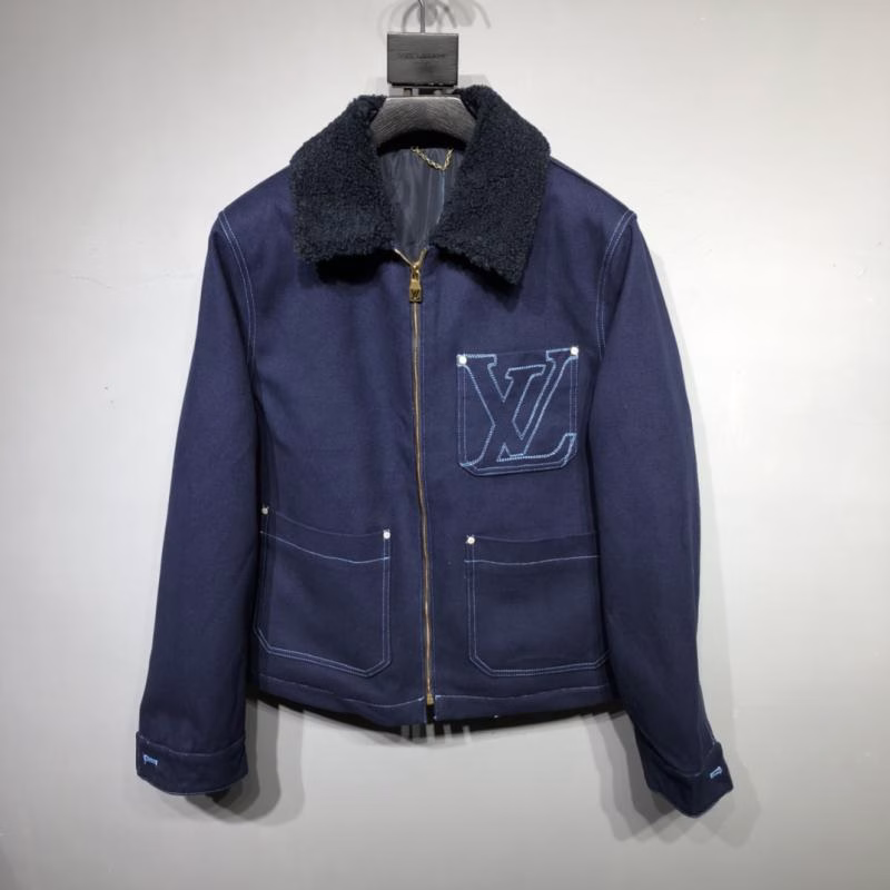 1 LV Louis Vuitton 2024 New Winter Denim Workwear Jacket Coat - Image 1
