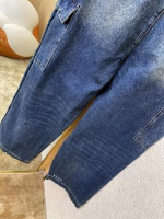 Prada Replica Version Triangle Logo Distressed Denim Pants - Image 6