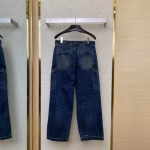 Prada Replica Version Triangle Logo Distressed Denim Pants - Image 8