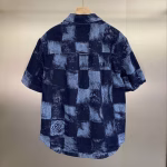 LV Louis Vuitton Salt Print Denim Short-Sleeve Shirt - Image 6