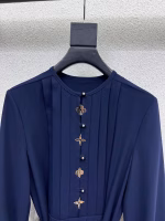 LV Louis Vuitton Metal Crew Neck Sash Belt Long-Sleeve Dress - Image 4