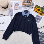 MIU MIU Early Spring New Letter Embroidery Polo Short Sweatshirt