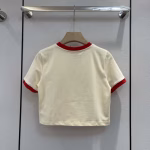 Miu Miu 2022 Spring/Summer New Classic Letter Color-Block Short-Sleeve T-Shirt - Image 7