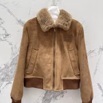 Miu Miu High-end Suede Imported Fur and Leather Short Jacket Coat