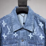 LV Louis Vuitton 2024 New Fleece Burnout Denim Trucker Jacket Coat - Image 8