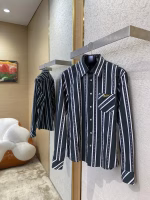 LV Louis Vuitton Striped Webbing Silk Collared Shirt - Image 8