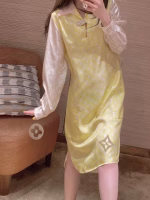 LV Macaron cream colorway Summer collection classic Monogram printed dress - Image 8