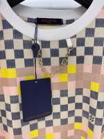 LV Mosaic Checkerboard Chain Crew Neck Short-Sleeve T-Shirt - Image 8