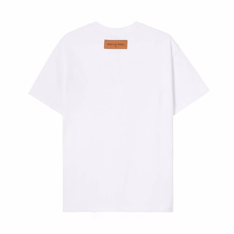 3 LV Denim Appliqué Chain Letter Logo Crew Neck T-Shirt - Image 1