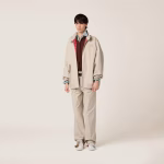 MIUMIU Off-White Stand-Collar Embroidered Long-Sleeve Cotton Jacket Coat - Image 4