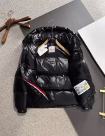 MONCLER Classic Short Down Jacket with Three-Color Webbing - Image 8