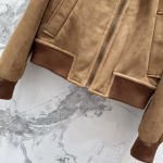 Miu Miu High-end Suede Imported Fur and Leather Short Jacket Coat - Image 3