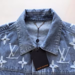 LV Louis Vuitton 2024 New Fleece Burnout Denim Trucker Jacket Coat - Image 9