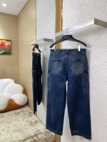 Prada Replica Version Triangle Logo Distressed Denim Pants - Image 10