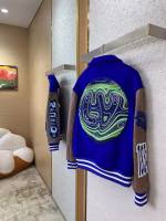 LV Louis Vuitton Leather Patch Baseball Jacket - Image 9