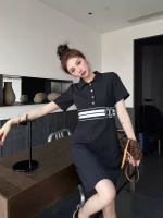 LV Ribbed-paneled Black Large Logo Dress - Image 9