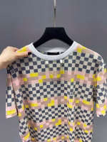 LV Mosaic Checkerboard Chain Crew Neck Short-Sleeve T-Shirt - Image 9