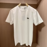 Prada 2025 Spring/Summer New Product: Short-Sleeve T-Shirt with Enamel-Filled Metal Triangle Logo
